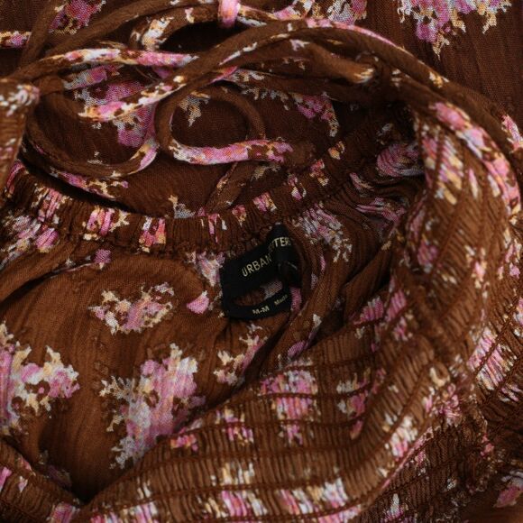 Urban Outfitters UO Lottie Chocolate Floral Tie-Back Midi Dress Printed M 266309 - Picture 9 of 9